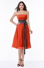 Romantic A-line Strapless Sleeveless Tea Length Plus Size Bridesmaid Dresses