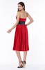 Romantic A-line Strapless Sleeveless Tea Length Plus Size Bridesmaid Dresses