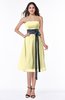 Romantic A-line Strapless Sleeveless Tea Length Plus Size Bridesmaid Dresses