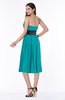 Romantic A-line Strapless Sleeveless Tea Length Plus Size Bridesmaid Dresses