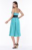 Romantic A-line Strapless Sleeveless Tea Length Plus Size Bridesmaid Dresses