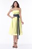 Romantic A-line Strapless Sleeveless Tea Length Plus Size Bridesmaid Dresses