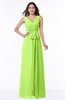 Modest A-line V-neck Sleeveless Floor Length Ribbon Plus Size Bridesmaid Dresses