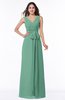 Modest A-line V-neck Sleeveless Floor Length Ribbon Plus Size Bridesmaid Dresses