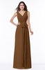 Modest A-line V-neck Sleeveless Floor Length Ribbon Plus Size Bridesmaid Dresses