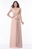 Modest A-line V-neck Sleeveless Floor Length Ribbon Plus Size Bridesmaid Dresses