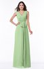 Modest A-line V-neck Sleeveless Floor Length Ribbon Plus Size Bridesmaid Dresses