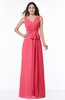 Modest A-line V-neck Sleeveless Floor Length Ribbon Plus Size Bridesmaid Dresses