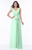 Modest A-line V-neck Sleeveless Floor Length Ribbon Plus Size Bridesmaid Dresses