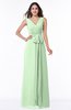 Modest A-line V-neck Sleeveless Floor Length Ribbon Plus Size Bridesmaid Dresses