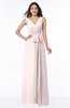 Modest A-line V-neck Sleeveless Floor Length Ribbon Plus Size Bridesmaid Dresses
