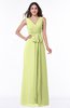 Modest A-line V-neck Sleeveless Floor Length Ribbon Plus Size Bridesmaid Dresses