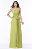 Modest A-line V-neck Sleeveless Floor Length Ribbon Plus Size Bridesmaid Dresses