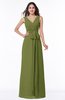 Modest A-line V-neck Sleeveless Floor Length Ribbon Plus Size Bridesmaid Dresses