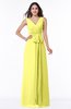 Modest A-line V-neck Sleeveless Floor Length Ribbon Plus Size Bridesmaid Dresses