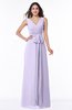 Modest A-line V-neck Sleeveless Floor Length Ribbon Plus Size Bridesmaid Dresses