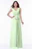 Modest A-line V-neck Sleeveless Floor Length Ribbon Plus Size Bridesmaid Dresses