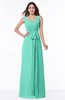 Modest A-line V-neck Sleeveless Floor Length Ribbon Plus Size Bridesmaid Dresses