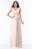 Modest A-line V-neck Sleeveless Floor Length Ribbon Plus Size Bridesmaid Dresses