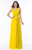 Modest A-line V-neck Sleeveless Floor Length Ribbon Plus Size Bridesmaid Dresses