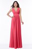 Modest Sleeveless Zipper Chiffon Floor Length Ruching Plus Size Bridesmaid Dresses