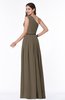 Traditional Asymmetric Neckline Sleeveless Zip up Chiffon Floor Length Plus Size Bridesmaid Dresses