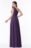 Traditional Asymmetric Neckline Sleeveless Zip up Chiffon Floor Length Plus Size Bridesmaid Dresses