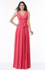 Plain V-neck Zipper Chiffon Ruching Plus Size Bridesmaid Dresses
