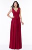 Plain V-neck Zipper Chiffon Ruching Plus Size Bridesmaid Dresses