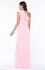 Elegant A-line Sleeveless Half Backless Chiffon Draped Plus Size Bridesmaid Dresses