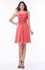 Plain A-line Jewel Half Backless Chiffon Mini Plus Size Bridesmaid Dresses