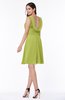 Plain A-line Jewel Half Backless Chiffon Mini Plus Size Bridesmaid Dresses