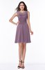 Plain A-line Jewel Half Backless Chiffon Mini Plus Size Bridesmaid Dresses