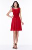 Plain A-line Jewel Half Backless Chiffon Mini Plus Size Bridesmaid Dresses