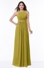 Modest A-line Sleeveless Zip up Chiffon Sash Plus Size Bridesmaid Dresses