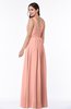 Simple A-line Sleeveless Zip up Floor Length Ruching Plus Size Bridesmaid Dresses