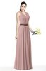 Simple A-line V-neck Chiffon Floor Length Bow Plus Size Bridesmaid Dresses