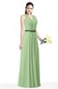 Simple A-line V-neck Chiffon Floor Length Bow Plus Size Bridesmaid Dresses