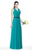 Simple A-line V-neck Chiffon Floor Length Bow Plus Size Bridesmaid Dresses