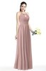 Plain A-line Jewel Sleeveless Zip up Floor Length Bridesmaid Dresses