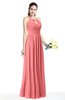 Plain A-line Jewel Sleeveless Zip up Floor Length Bridesmaid Dresses