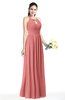 Plain A-line Jewel Sleeveless Zip up Floor Length Bridesmaid Dresses