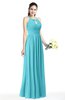 Plain A-line Jewel Sleeveless Zip up Floor Length Bridesmaid Dresses