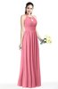 Plain A-line Jewel Sleeveless Zip up Floor Length Bridesmaid Dresses
