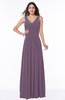 Mature A-line V-neck Sleeveless Zip up Chiffon Plus Size Bridesmaid Dresses