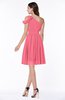 Plain A-line Sleeveless Half Backless Mini Ruching Plus Size Bridesmaid Dresses
