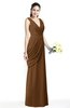 Mature A-line V-neck Chiffon Pleated Plus Size Bridesmaid Dresses
