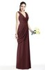 Mature A-line V-neck Chiffon Pleated Plus Size Bridesmaid Dresses