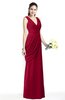 Mature A-line V-neck Chiffon Pleated Plus Size Bridesmaid Dresses