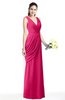 Mature A-line V-neck Chiffon Pleated Plus Size Bridesmaid Dresses
